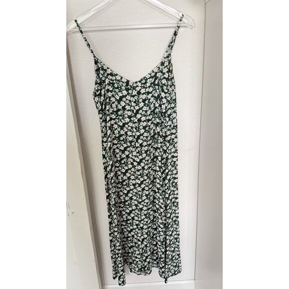 Reformation Crimini Dress Green Floral Side Slit Midi Slip Dress Women’s Size 6 - Picture 6 of 12